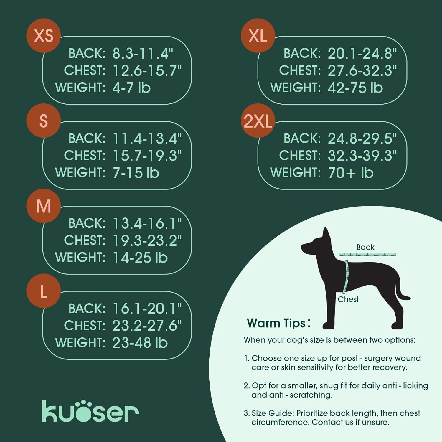 Kuoser Recovery Suit for Dogs & Cats After Surgery - Image 3