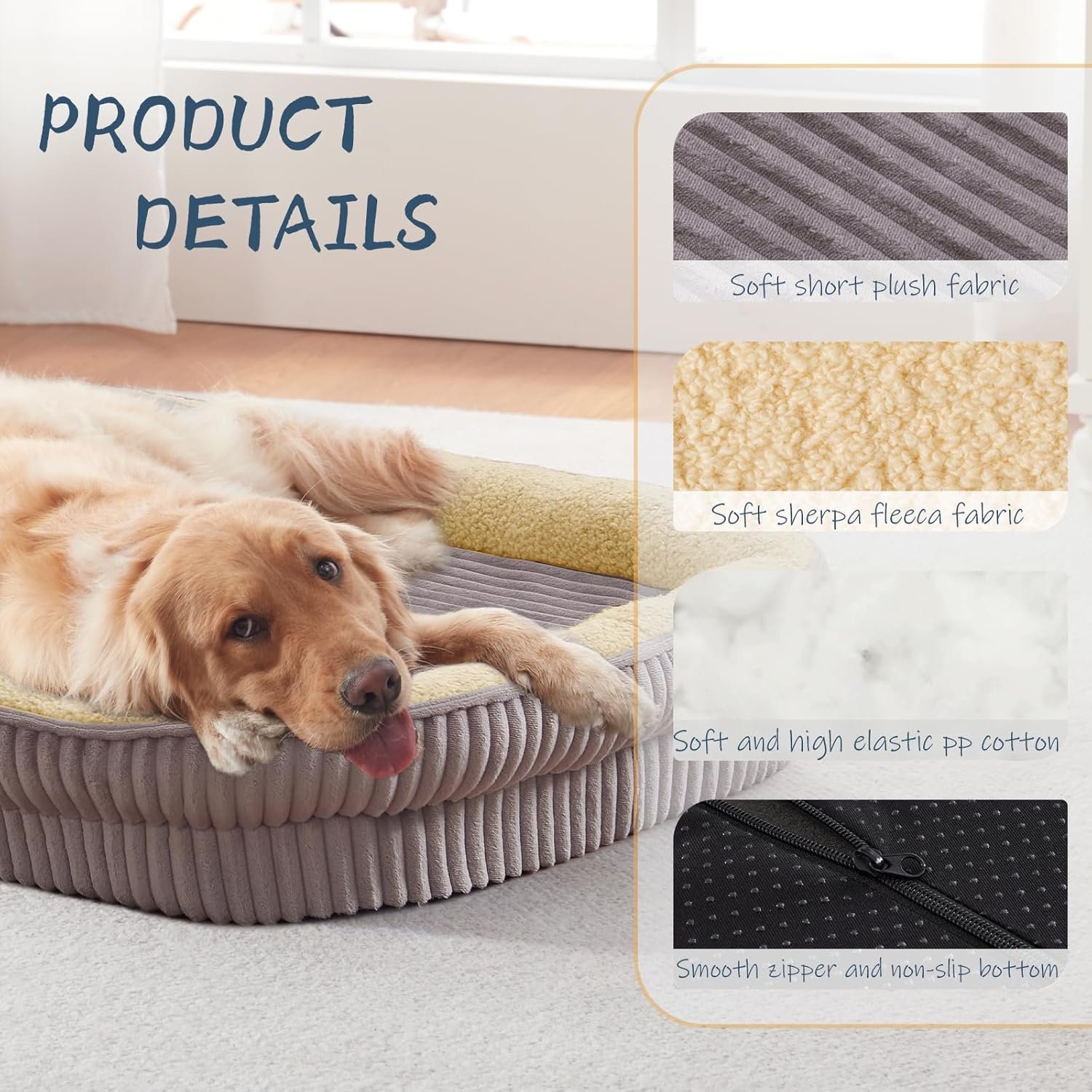 Orthopedic Dog Bed for Medium Dogs – Egg Crate Foam with Bolsters, Washable & Non-Slip - Image 3