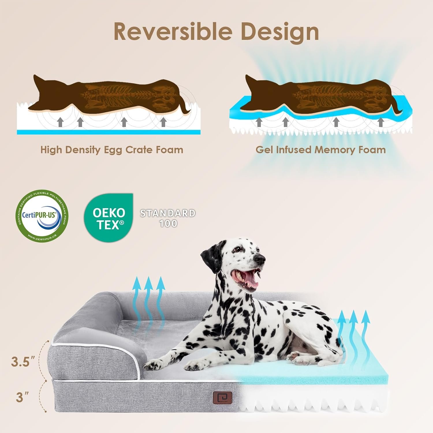 EHEYCIGA Orthopedic Large Dog Bed – Waterproof Memory Foam Pet Sofa with Washable Cover - Image 2
