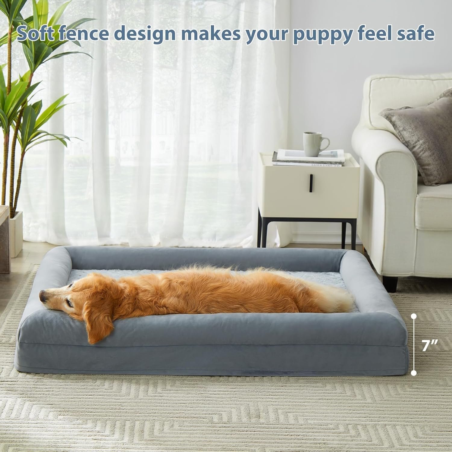 WNPETHOME XL Orthopedic Dog Bed – Washable, Waterproof Sofa with Bolsters - Image 6