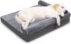 KSIIA Orthopedic Waterproof Dog Bed – Large Flannel Bolster Couch, 36×27″, Gray