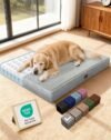 OhGeni 41″ Orthopedic Waterproof Dog Bed for Large Pets – Gray