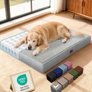 OhGeni 41″ Orthopedic Waterproof Dog Bed for Large Pets – Gray